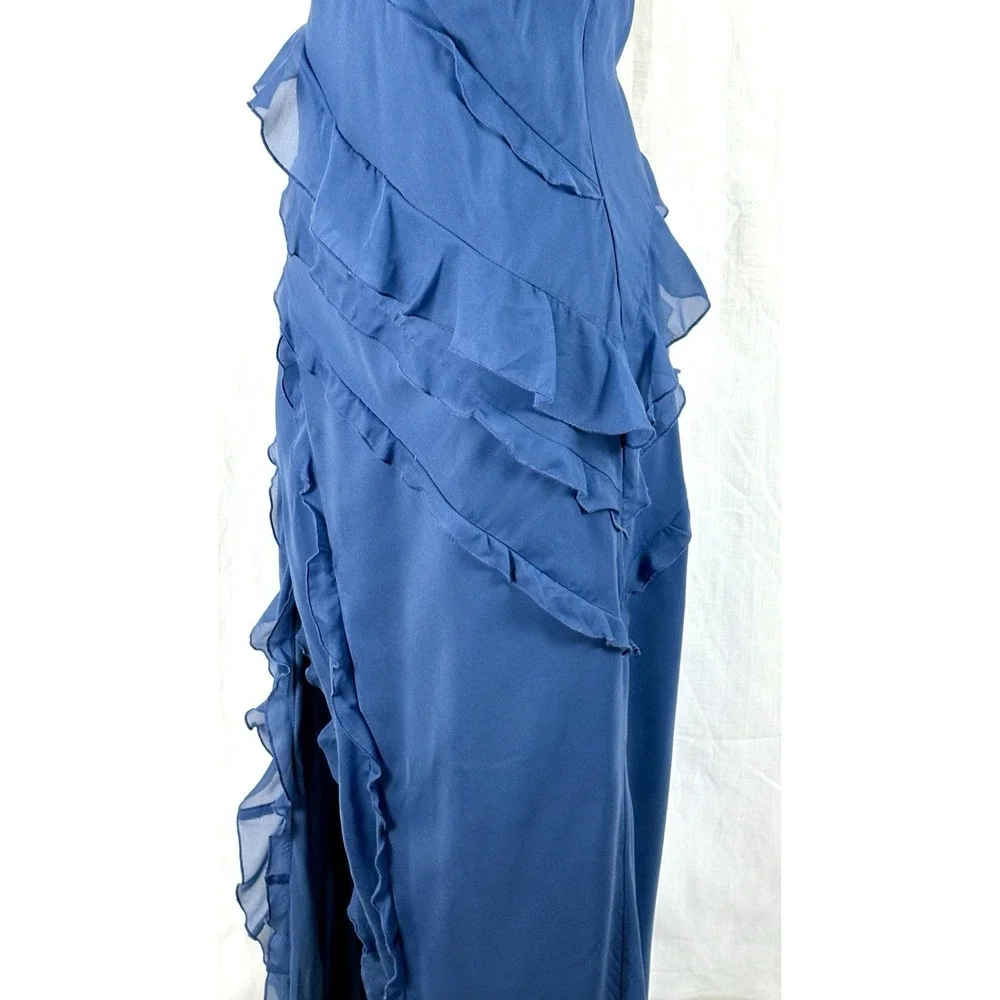 Abercrombie And Fitch Silk Maxi Dress Ruffles Blue NWT Sz S Fairy Boho Coquette